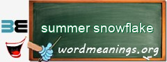 WordMeaning blackboard for summer snowflake